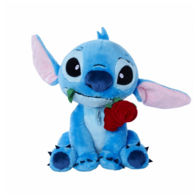  stitch plush with red rose 25 cm 